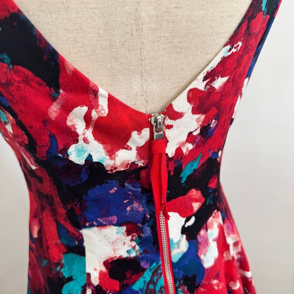 Maggy London Red and Blue Floral Midi Dress - Picture 6 of 9